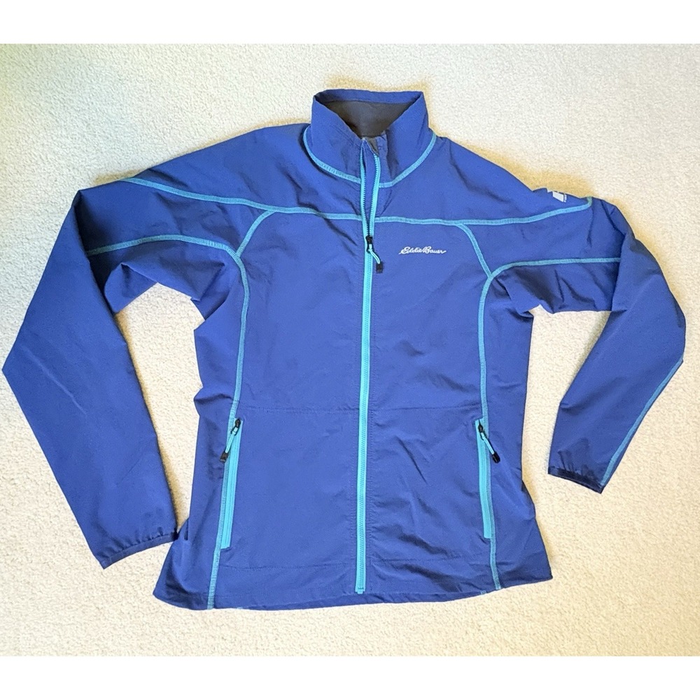 Eddie Bauer First Ascent Jacket Womens M Blue Nylon Stretch Athletic Full Zip